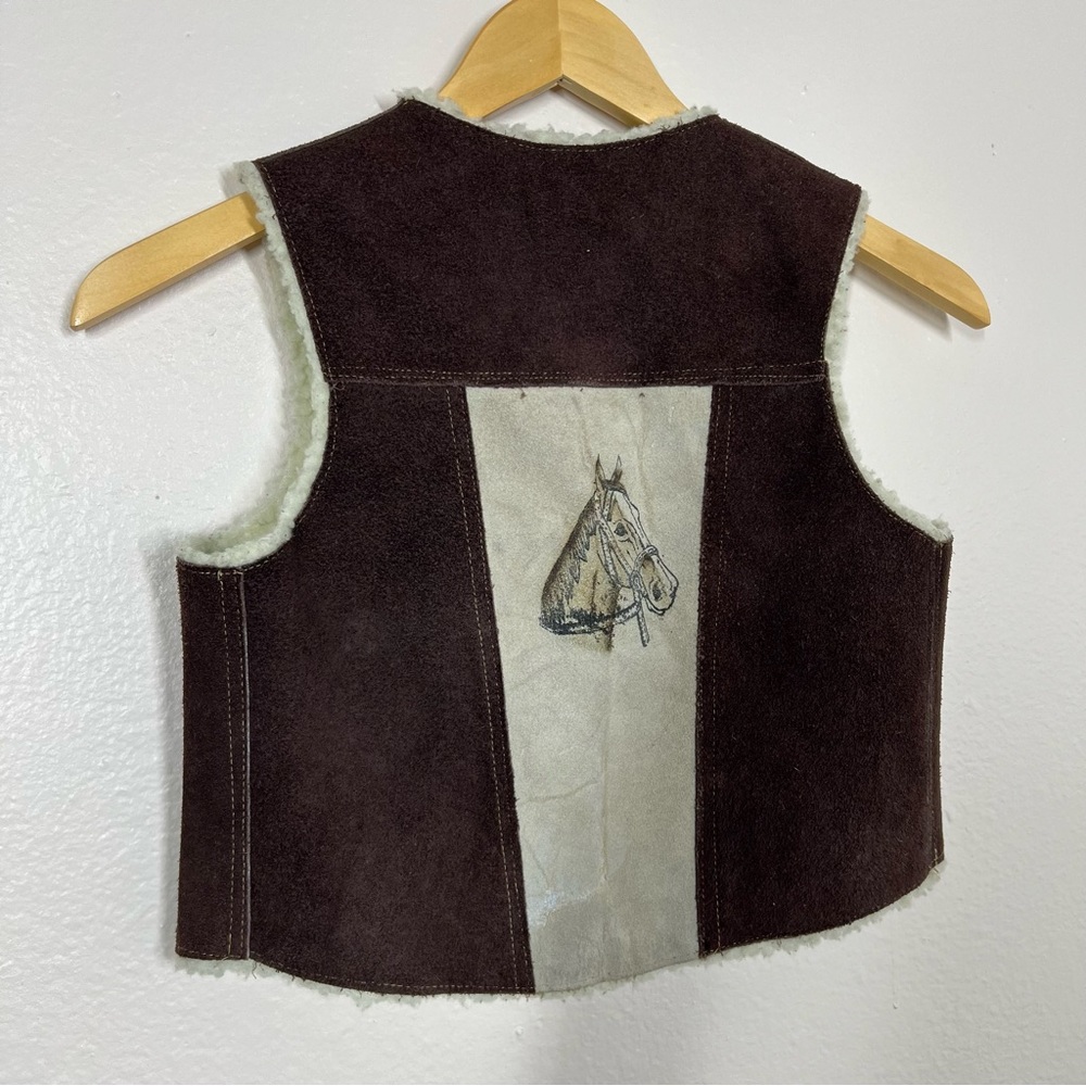 Cactus Authenticos Leather Horse Print Western Vest - Picture 3 of 9